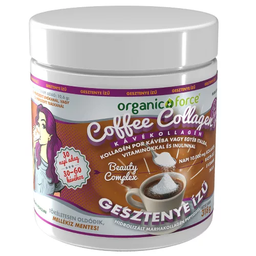 Coffee Collagen – Kávékollagén, 10 000 mg kollagén + vitaminok, Organic Force