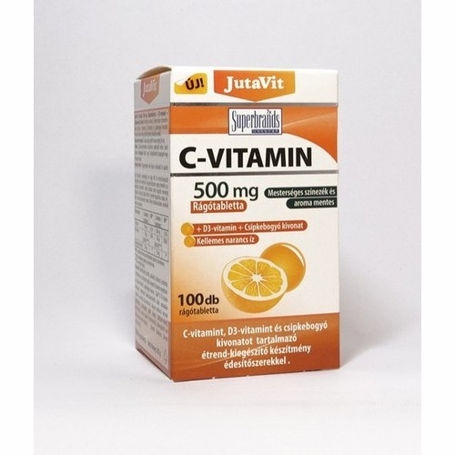 JutaVit C-vitamin 500mg rágótabletta+D3+csipkeb.kivonat 100x (narancs)