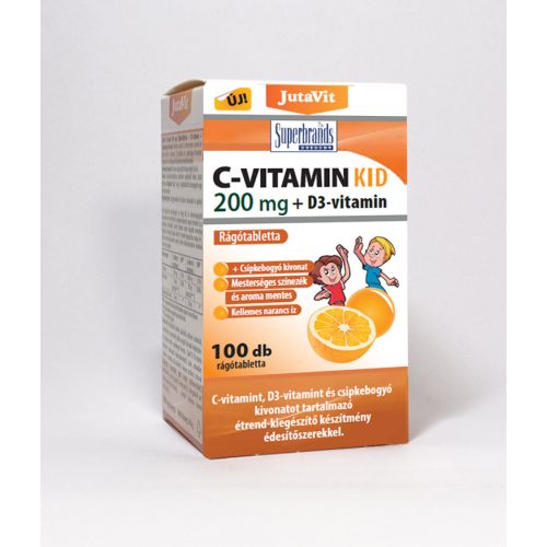 JutaVit C-vitamin 200mg+D3 narancs ízű rágótabletta 100x 